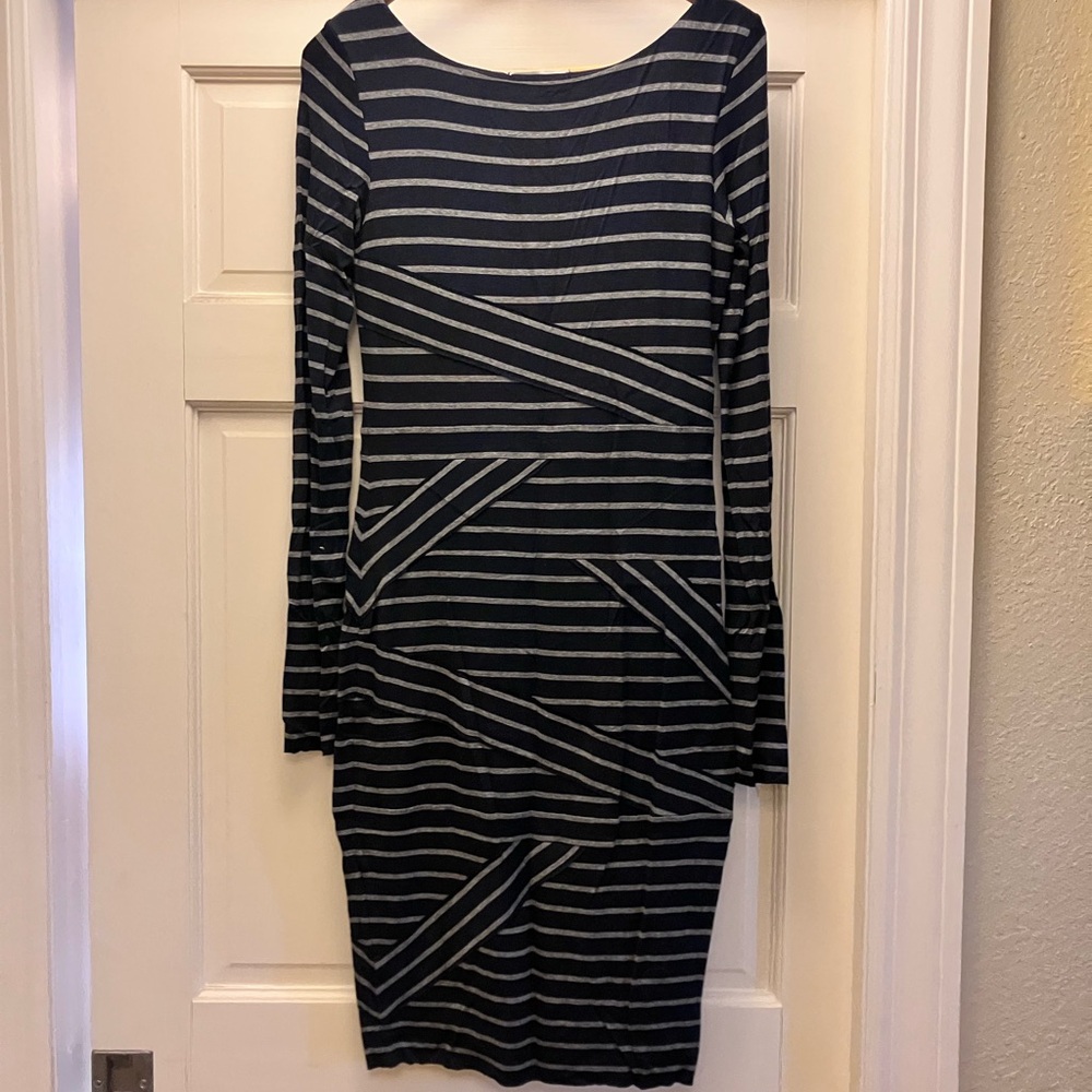 Striped Blue and grey bandage dress